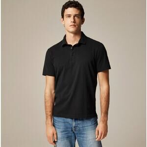 J.Crew Slim Sueded Cotton Polo Shirt Mens S Black Short Sleeve Pullover Collared